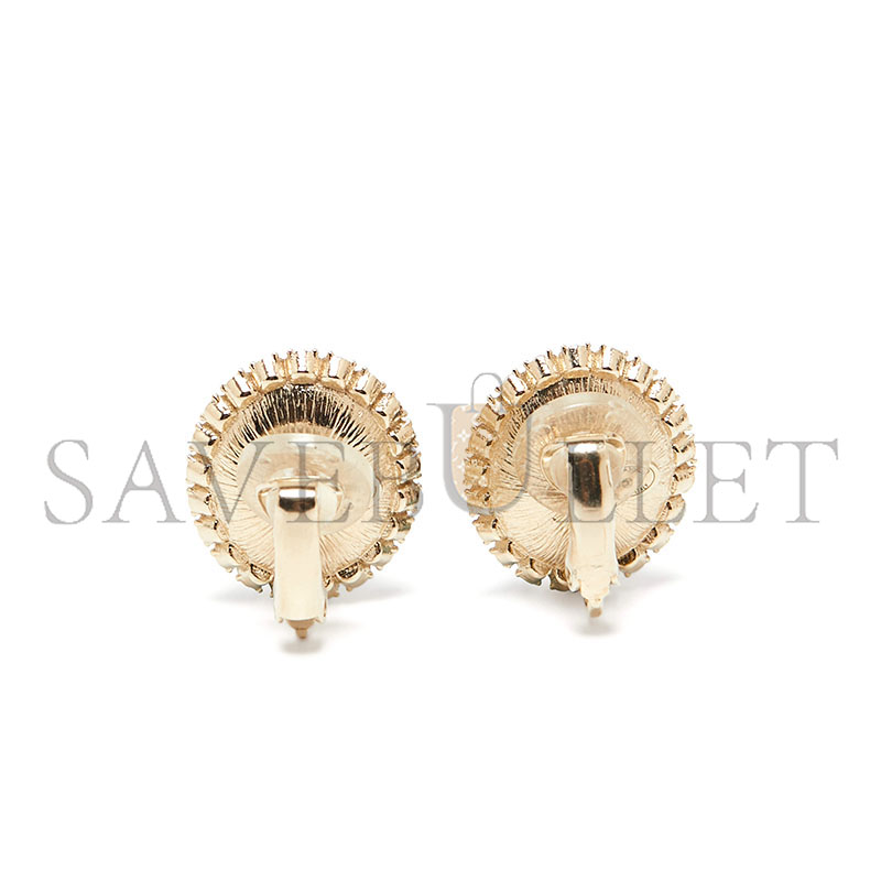 Ch**el cc crystal resin gold tone clip on earrings